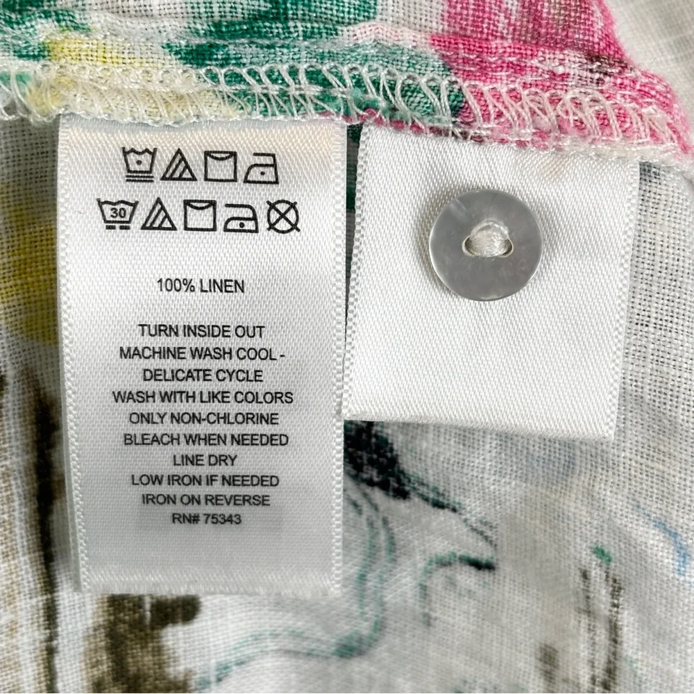 Cynthia Rowley Linen Amalfi Coast Boxy Short Sleeve Blouse Top M Italy Graphic - Picture 7 of 7